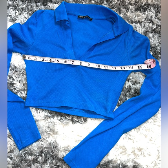 Zara Cropped Long Sleeve Polo Shirt - Picture 4 of 7